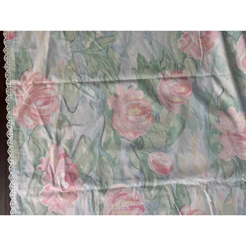 King Sheet Set Claude Monet Floral Waterlily Pastel Lace USA Atelier Martex VTG